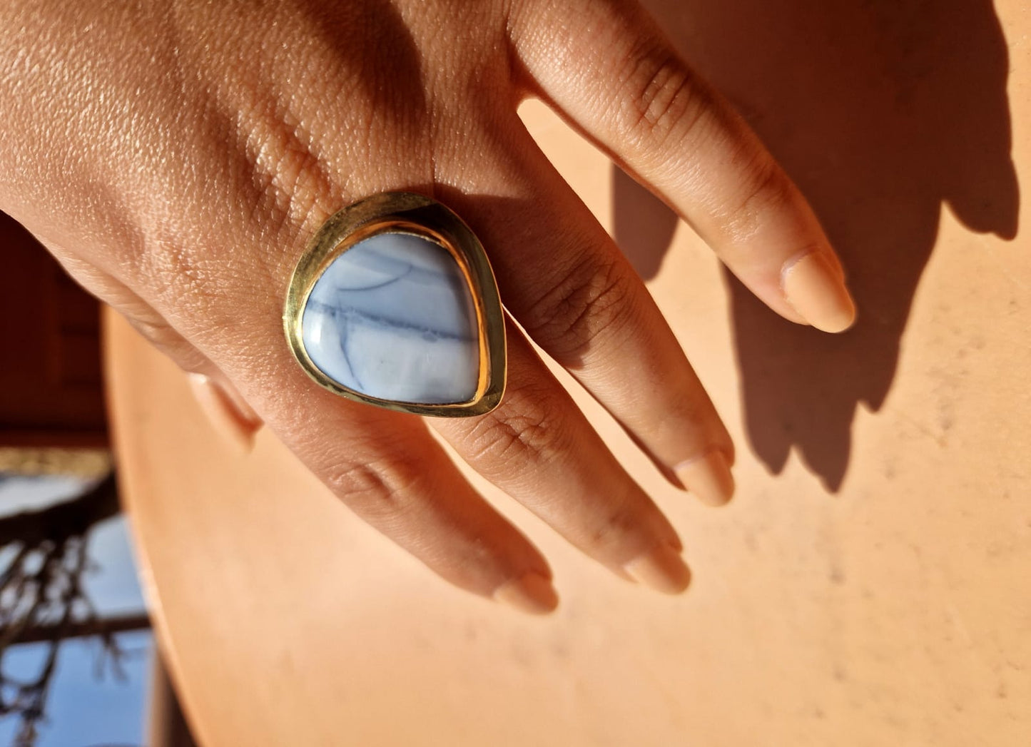 inel cu opal bleu Owyhee ♡